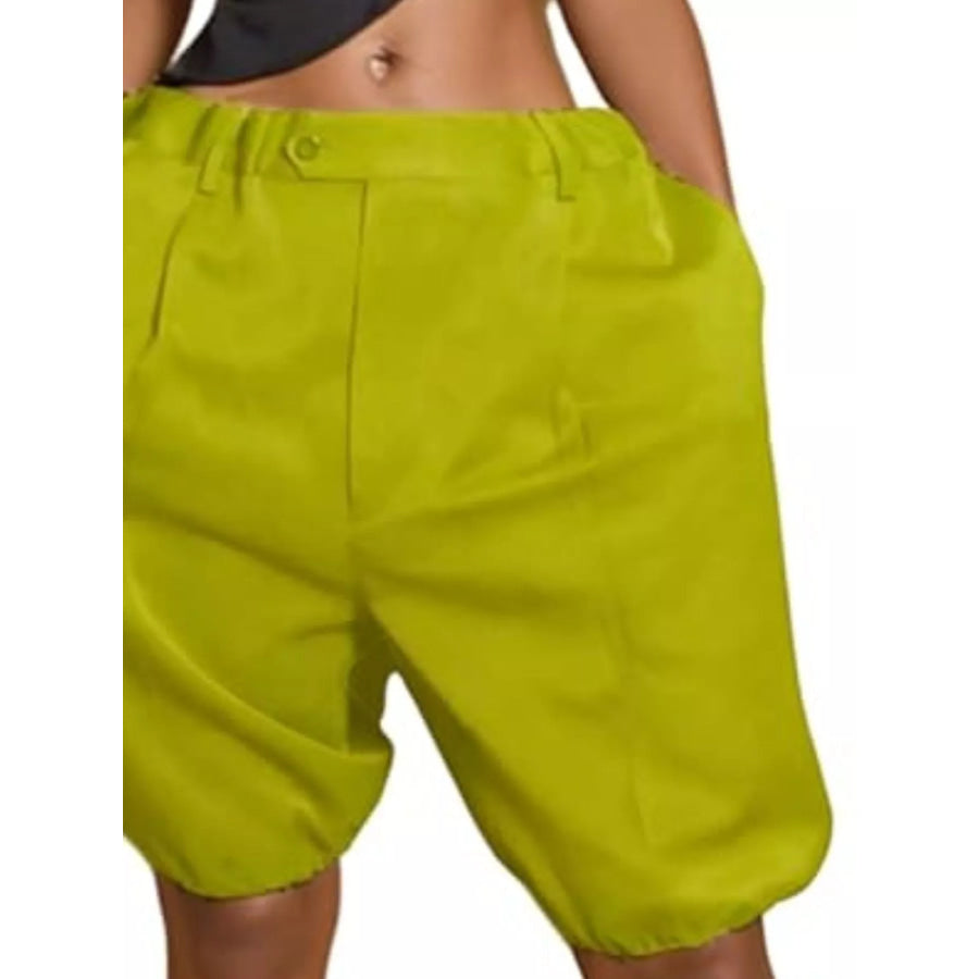 Pleated Detail High Waist Shorts Apparel and Accessories