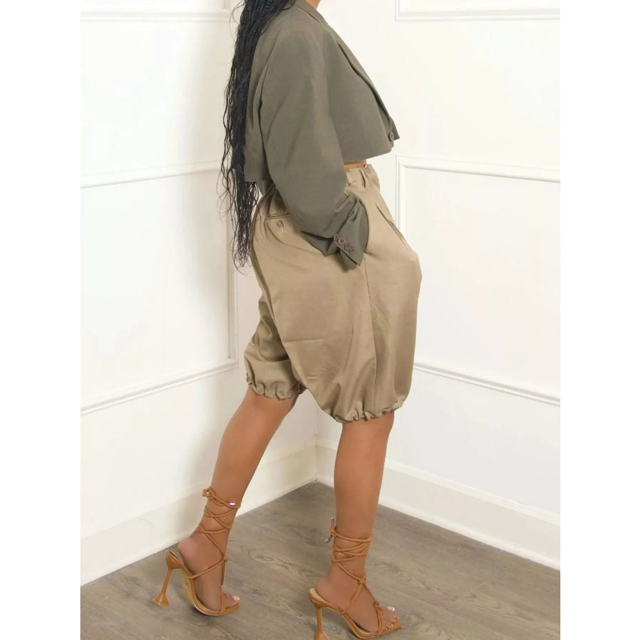 Pleated Detail High Waist Shorts Apparel and Accessories