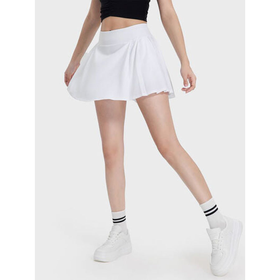 Pleated Detail Mid - Rise Waist Active Skirt Apparel and Accessories