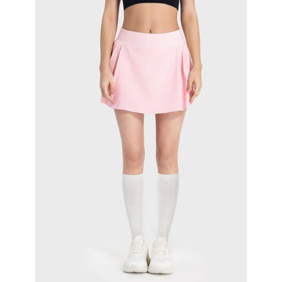 Pleated Detail Mid - Rise Waist Active Skirt Blush Pink / 4 Apparel and Accessories