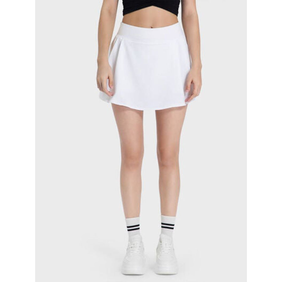 Pleated Detail Mid - Rise Waist Active Skirt White / 4 Apparel and Accessories