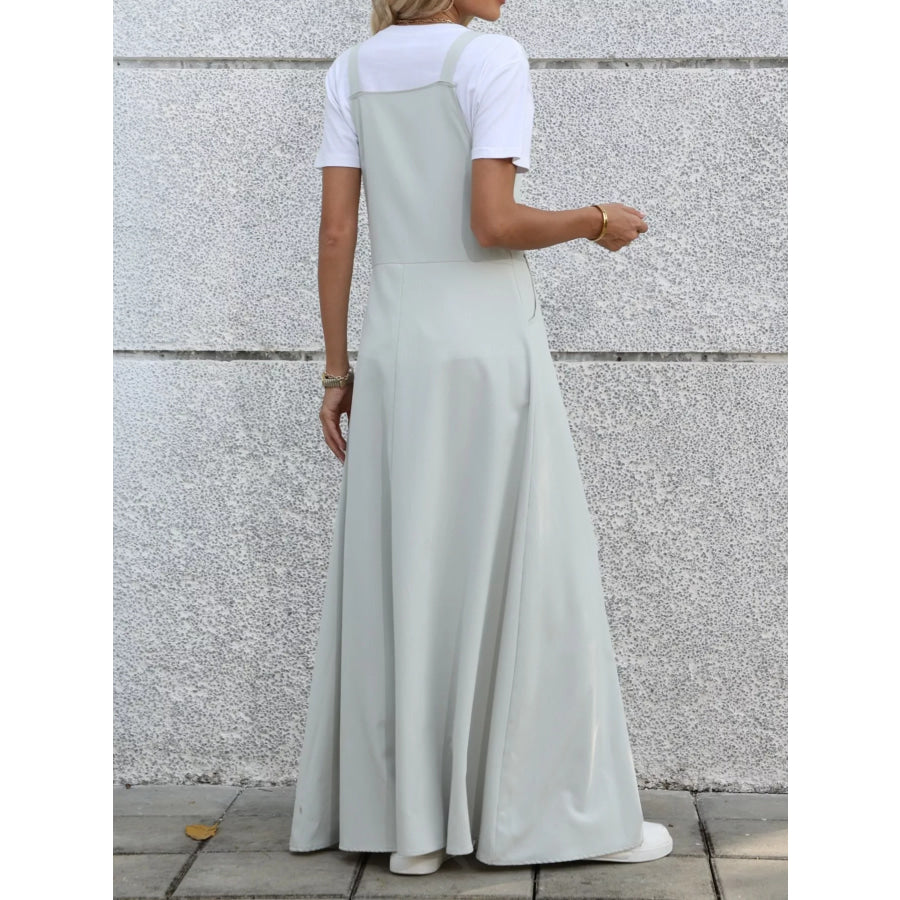 Pleated Detail Overall Dress Apparel and Accessories