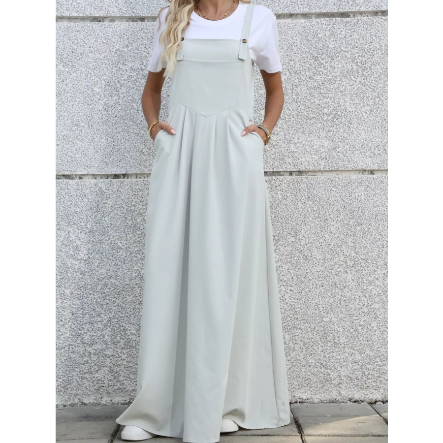 Pleated Detail Overall Dress Grey / S Apparel and Accessories