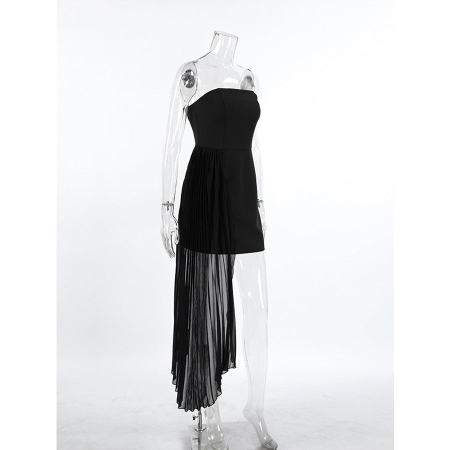 Pleated Detail Tube Mini Dress Apparel and Accessories