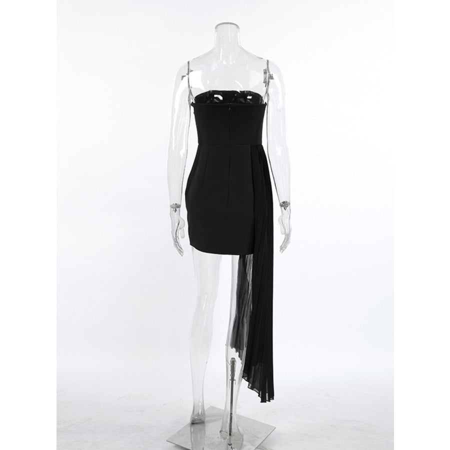 Pleated Detail Tube Mini Dress Apparel and Accessories