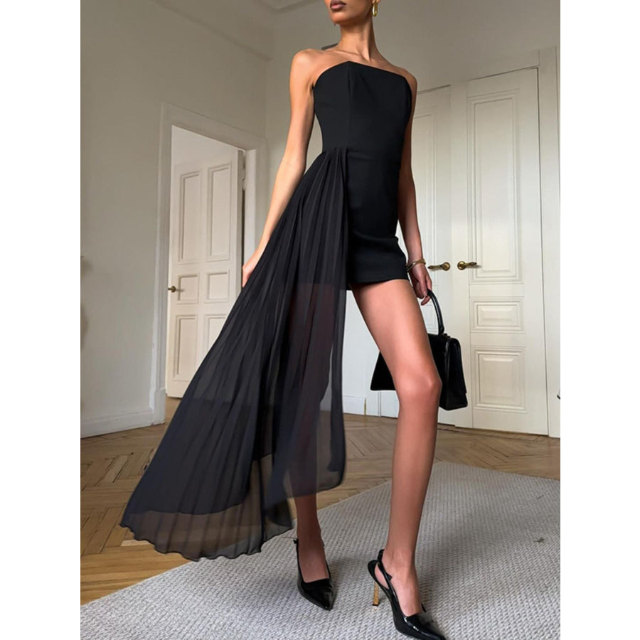 Pleated Detail Tube Mini Dress Apparel and Accessories