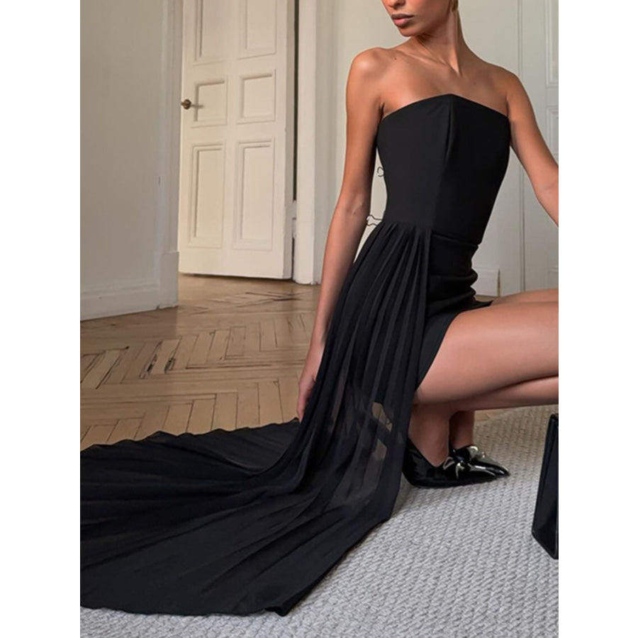 Pleated Detail Tube Mini Dress Apparel and Accessories