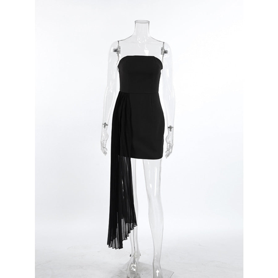 Pleated Detail Tube Mini Dress Apparel and Accessories