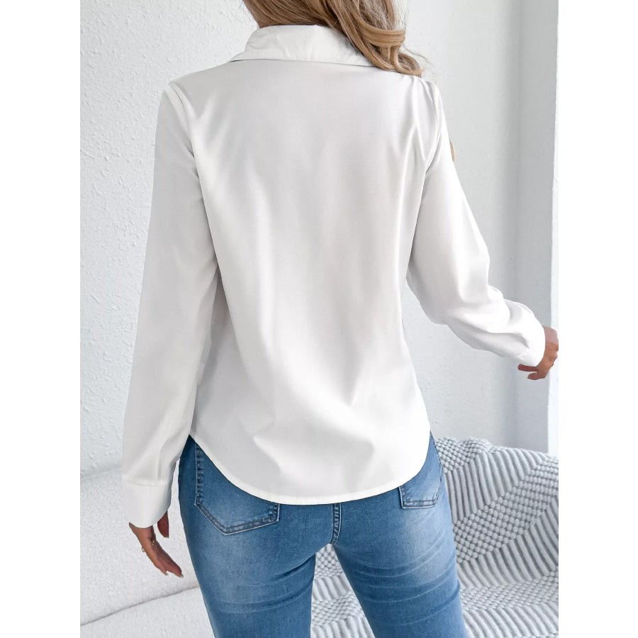 Pleated Front Long Sleeve Shirt Apparel and Accessories