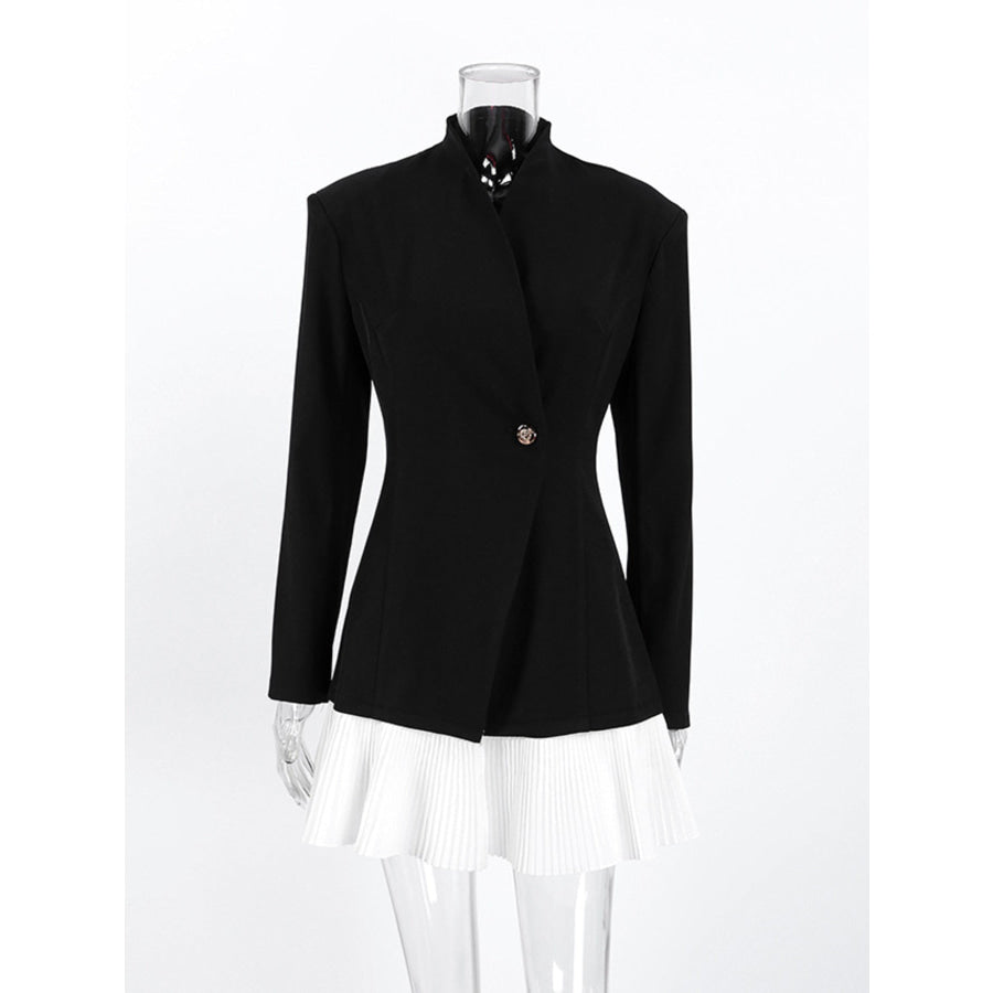 Pleated One Button Blazer Dress Apparel and Accessories
