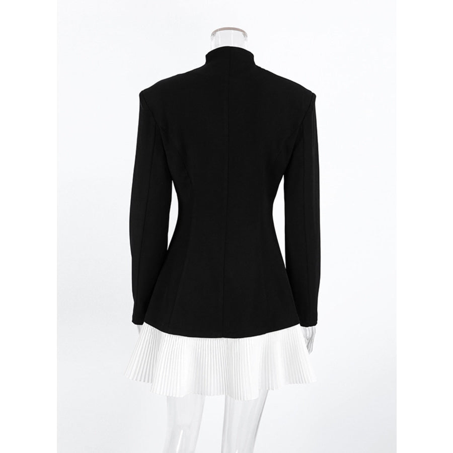 Pleated One Button Blazer Dress Apparel and Accessories