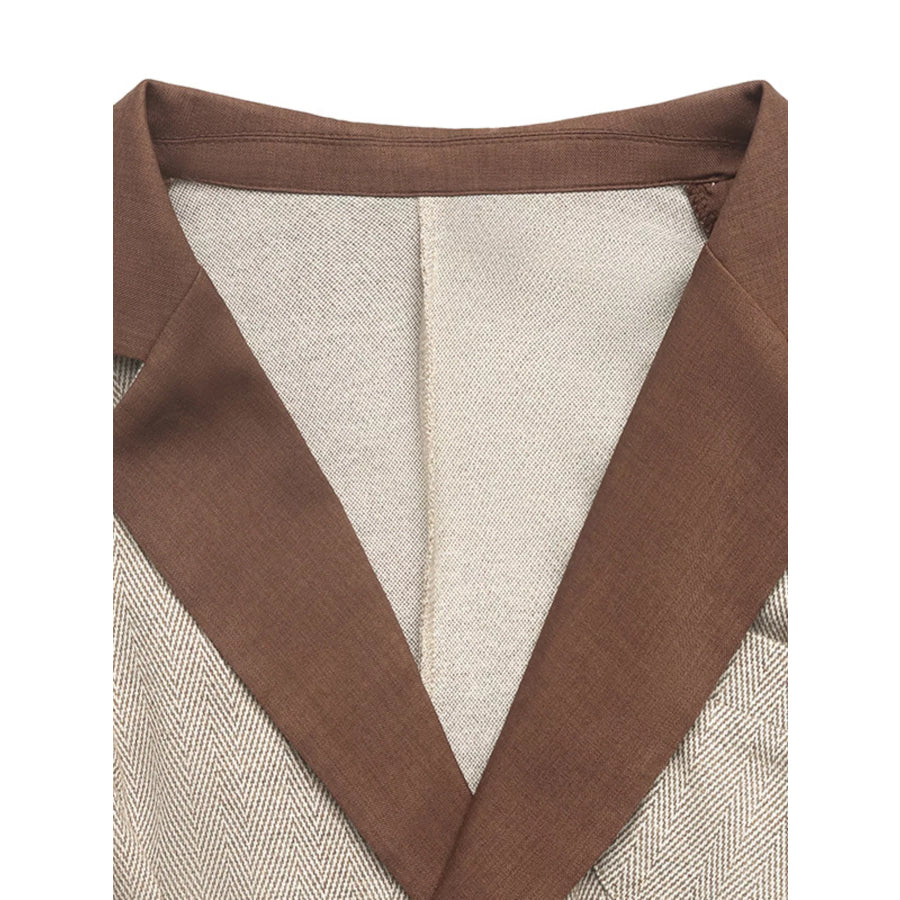 Pleated Patchwork Blazer Belt Dress Apparel and Accessories