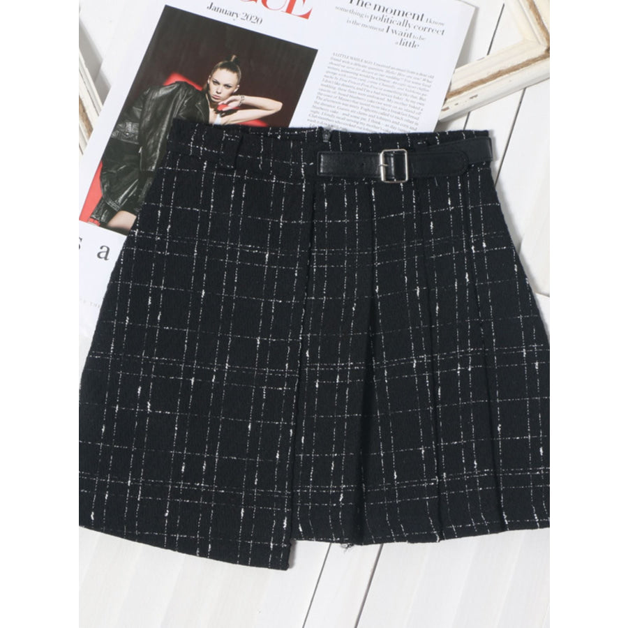 Pleated Plaid Mini Skirt Black / M Apparel and Accessories
