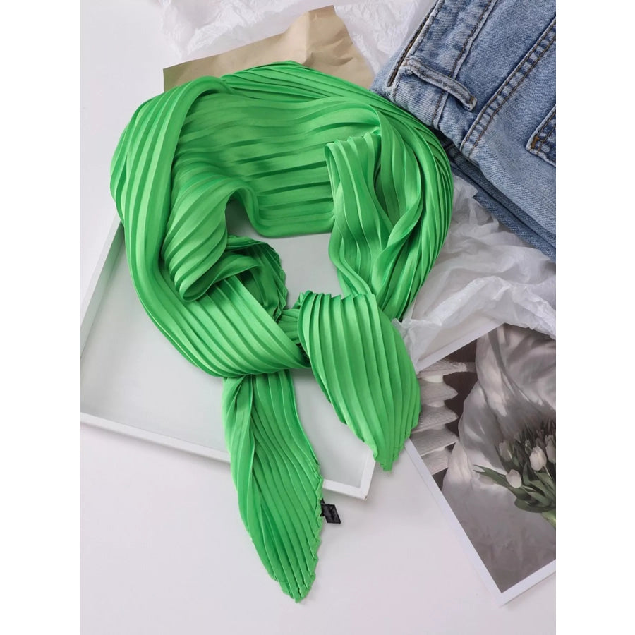 Pleated Satin Scarf Pleated Green / One Size Apparel and Accessories