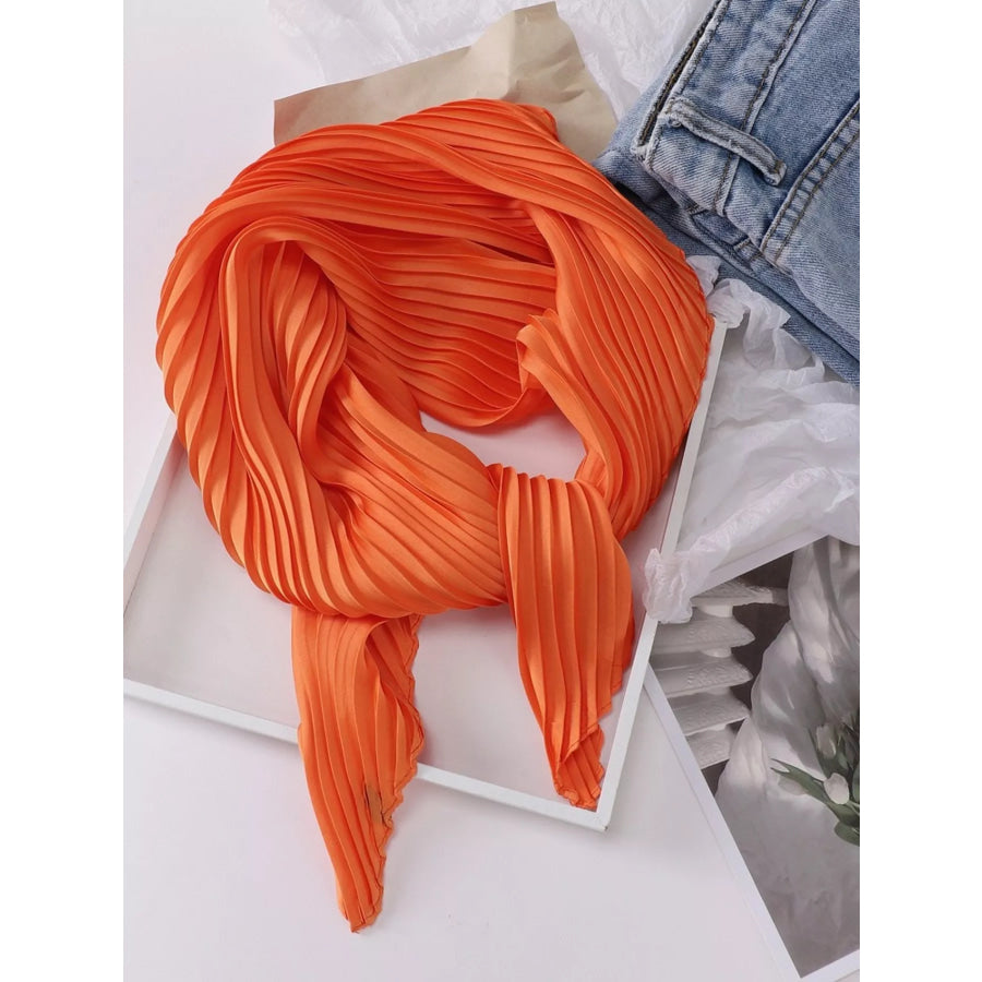 Pleated Satin Scarf Pleated Orange / One Size Apparel and Accessories