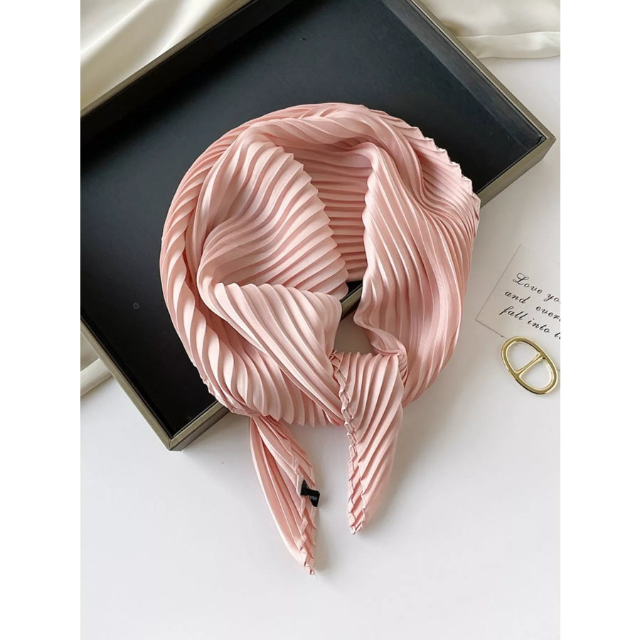Pleated Satin Scarf Pleated Pink / One Size Apparel and Accessories