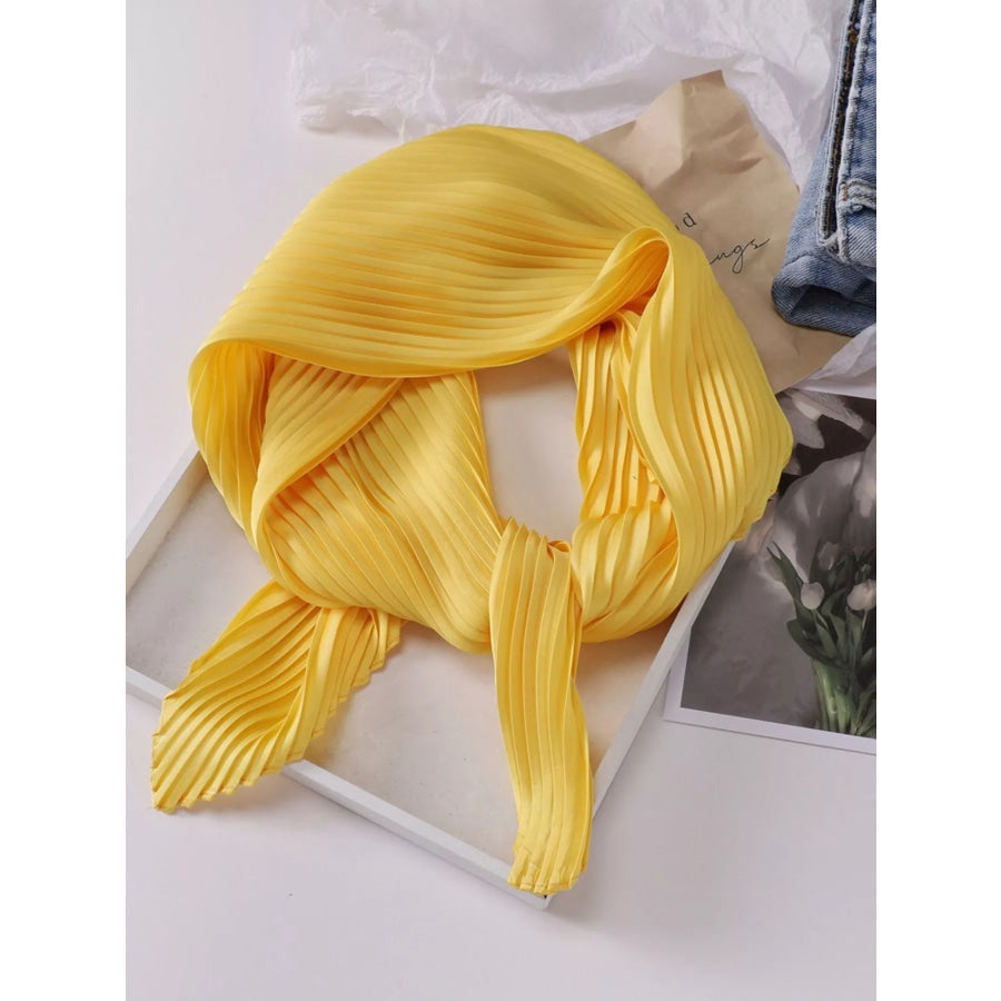 Pleated Satin Scarf Pleated Yellow / One Size Apparel and Accessories