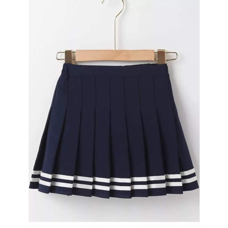 Pleated Striped Skirt Black And White - With Built-in Shorts / XS Apparel Accessories