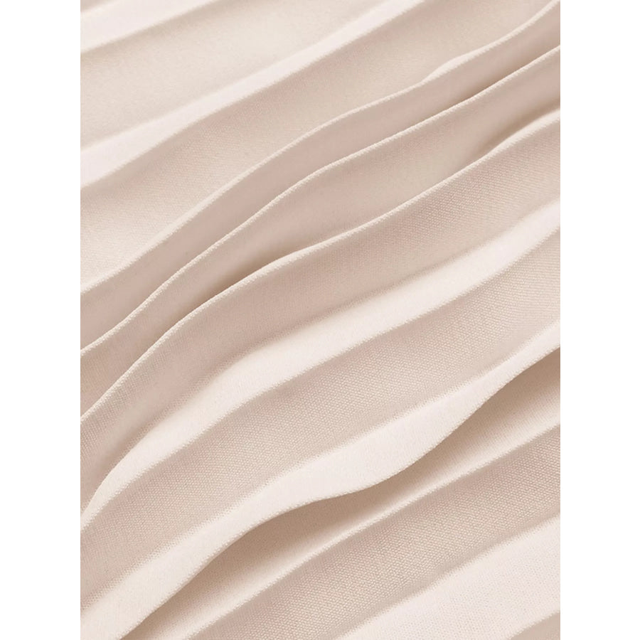 Pleated V-Neck Midi Dress Apparel and Accessories