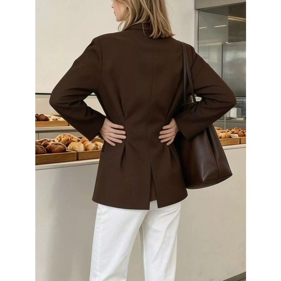 Pleated Waist Blouse with Button Detail Apparel and Accessories