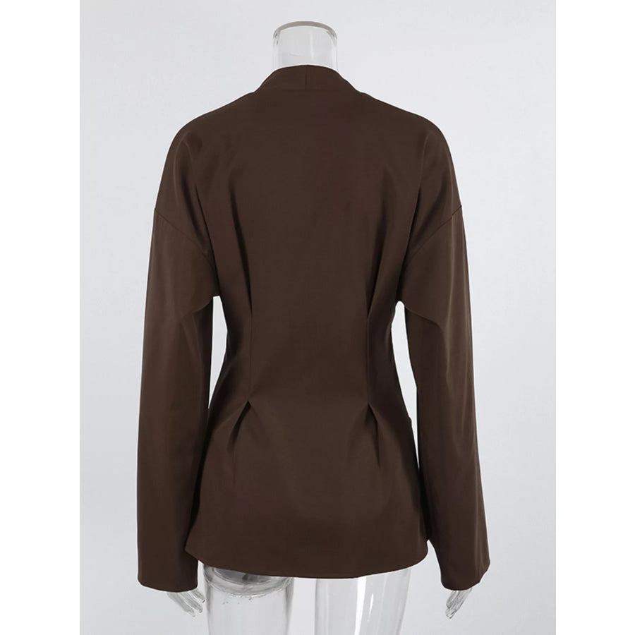 Pleated Waist Blouse with Button Detail Apparel and Accessories
