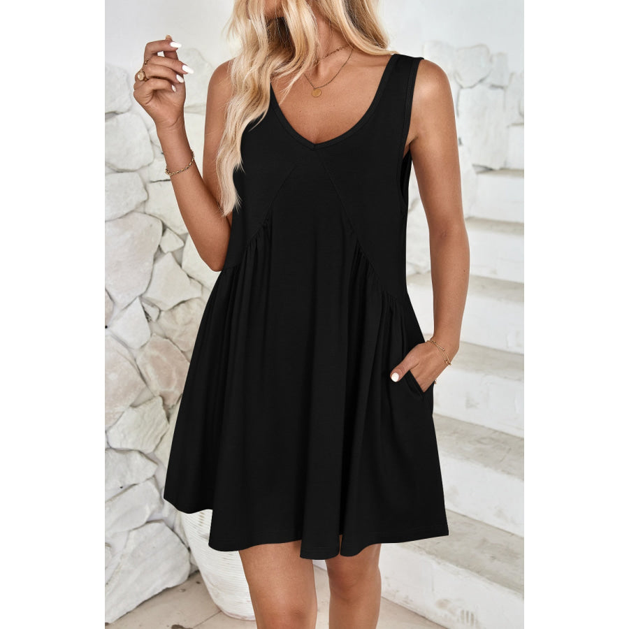 Plunge Wide Strap Mini Tank Dress Apparel and Accessories