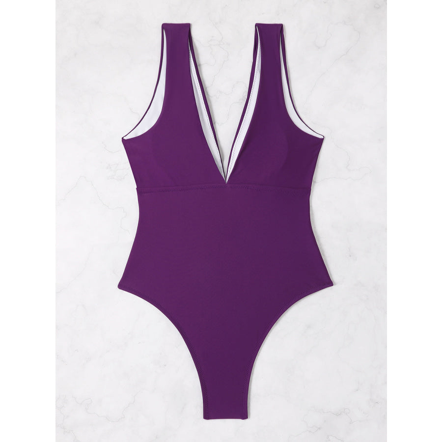 Plunge Wide Strap One - Piece Swimwear Apparel and Accessories