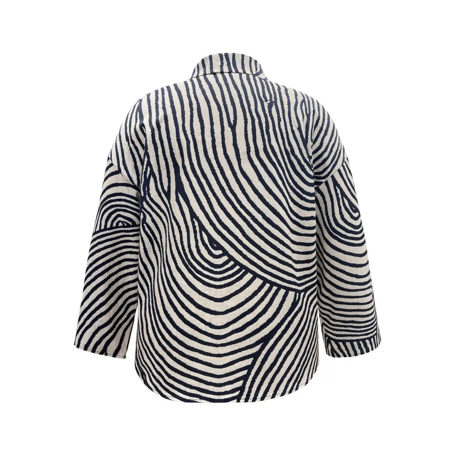 Plus Size Abstract Zebra Print Button-Down Shirt Apparel and Accessories