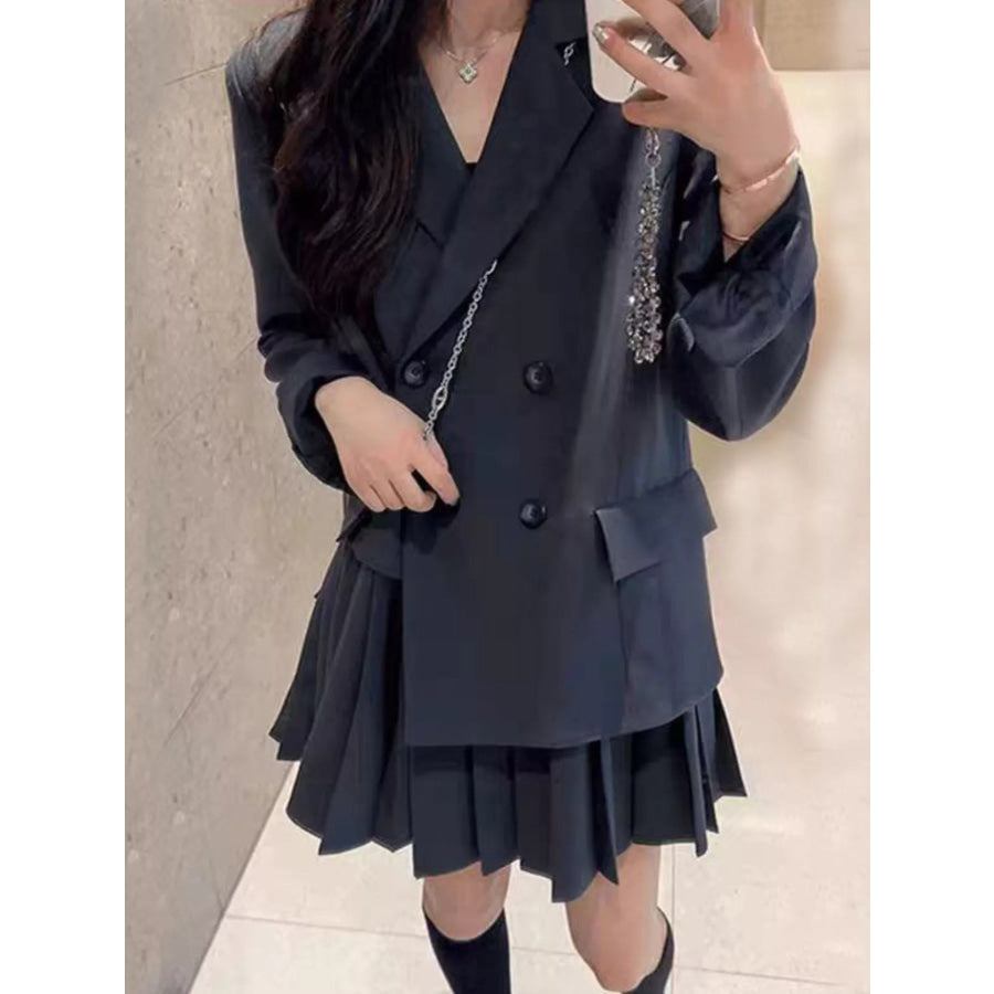 Plus Size Asymmetrical Pleated Blazer Dress Apparel and Accessories