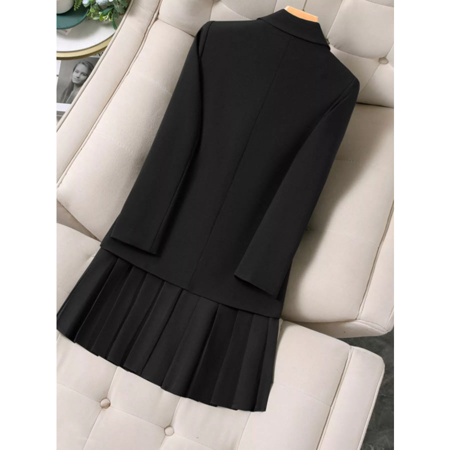 Plus Size Asymmetrical Pleated Blazer Dress Apparel and Accessories