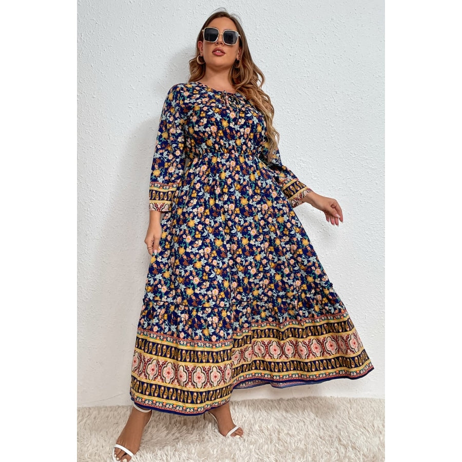 Plus Size Bohemian Round Neck Maxi Dress