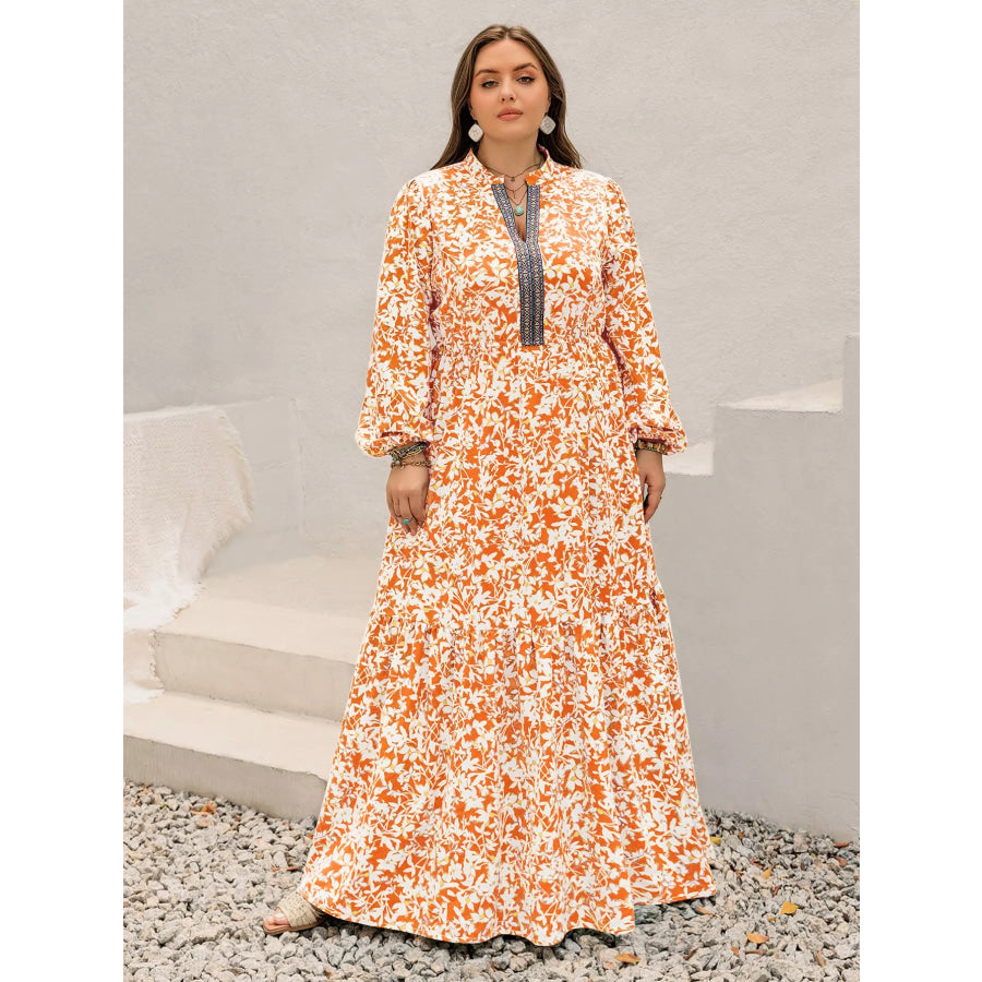 Plus Size Boho Floral Print Maxi Dress Apparel and Accessories