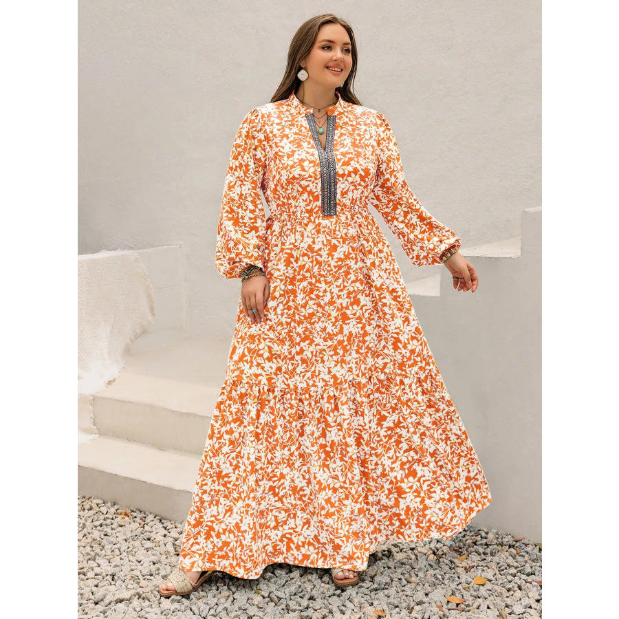 Plus Size Boho Floral Print Maxi Dress Apparel and Accessories