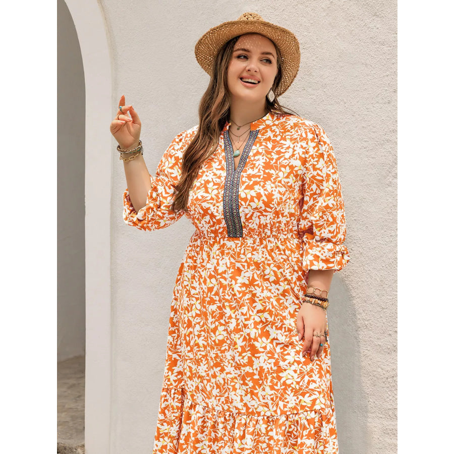 Plus Size Boho Floral Print Maxi Dress Apparel and Accessories