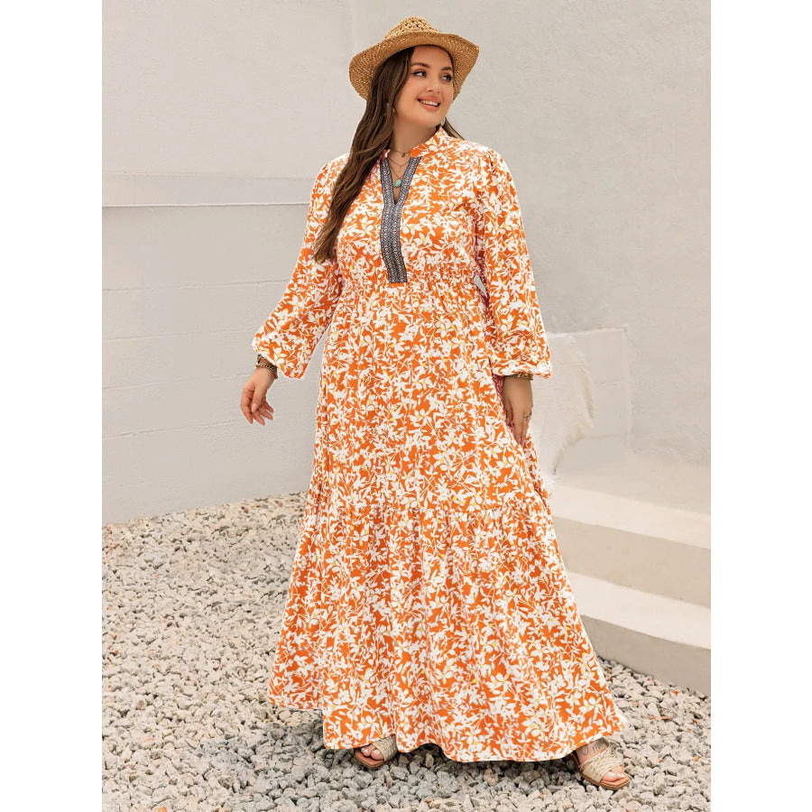 Plus Size Boho Floral Print Maxi Dress Apparel and Accessories