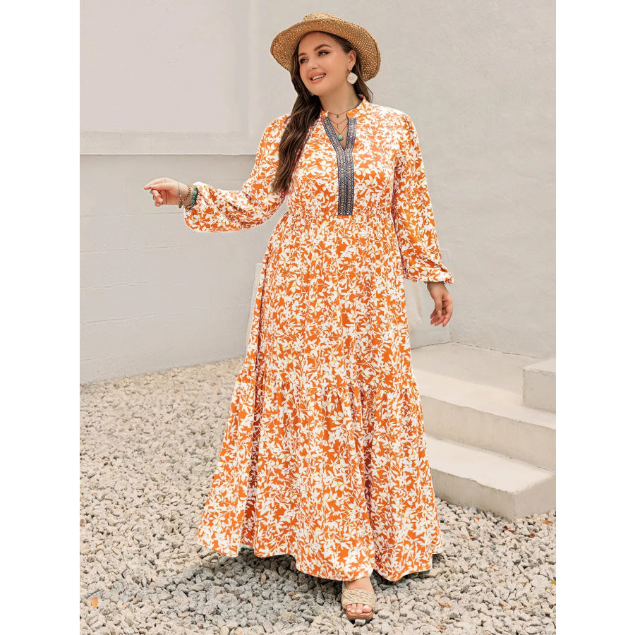 Plus Size Boho Floral Print Maxi Dress Apparel and Accessories