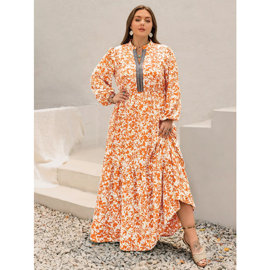 Plus Size Boho Floral Print Maxi Dress Apparel and Accessories