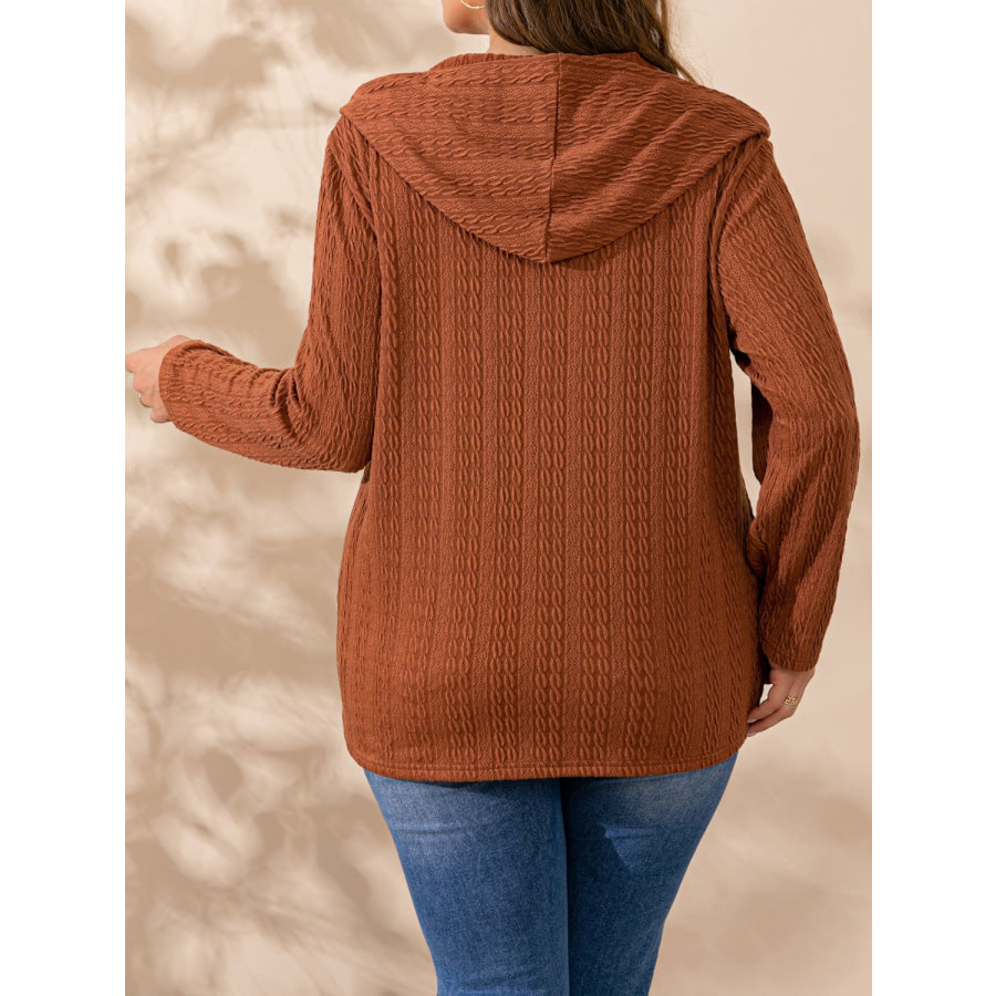 Plus Size Button Detail Long Sleeve Hoodie Apparel and Accessories