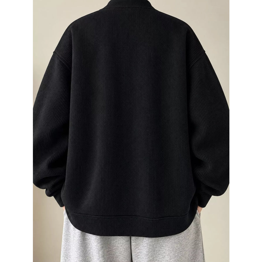 Plus Size Button-Down Oversized Minimalist V-Neck Cardigan Apparel and Accessories