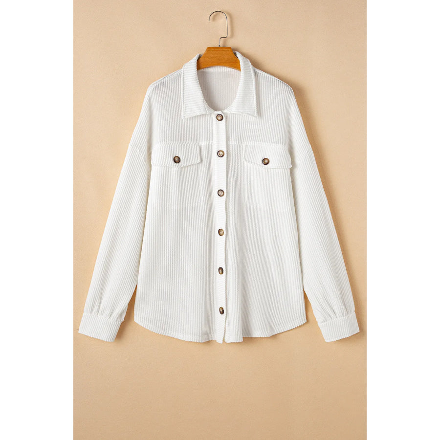 Plus Size Button Up Long Sleeve Jacket Apparel and Accessories