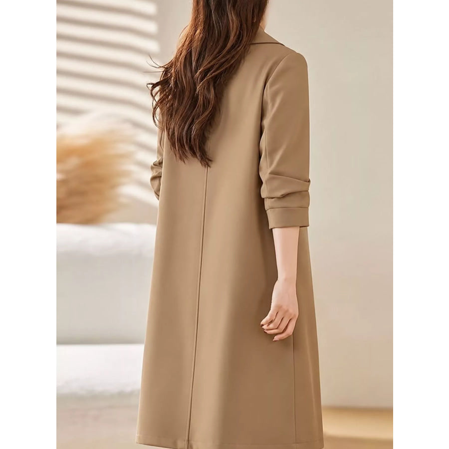 Plus Size Button Up Longline Coat Apparel and Accessories