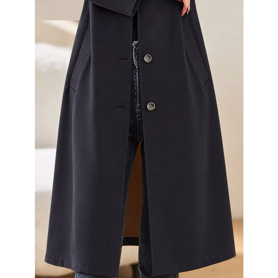 Plus Size Button Up Longline Coat Apparel and Accessories