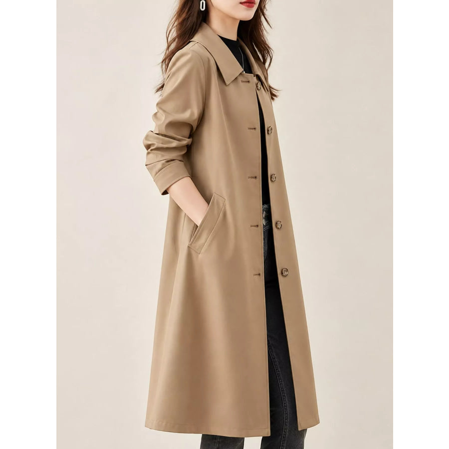 Plus Size Button Up Longline Coat Apparel and Accessories