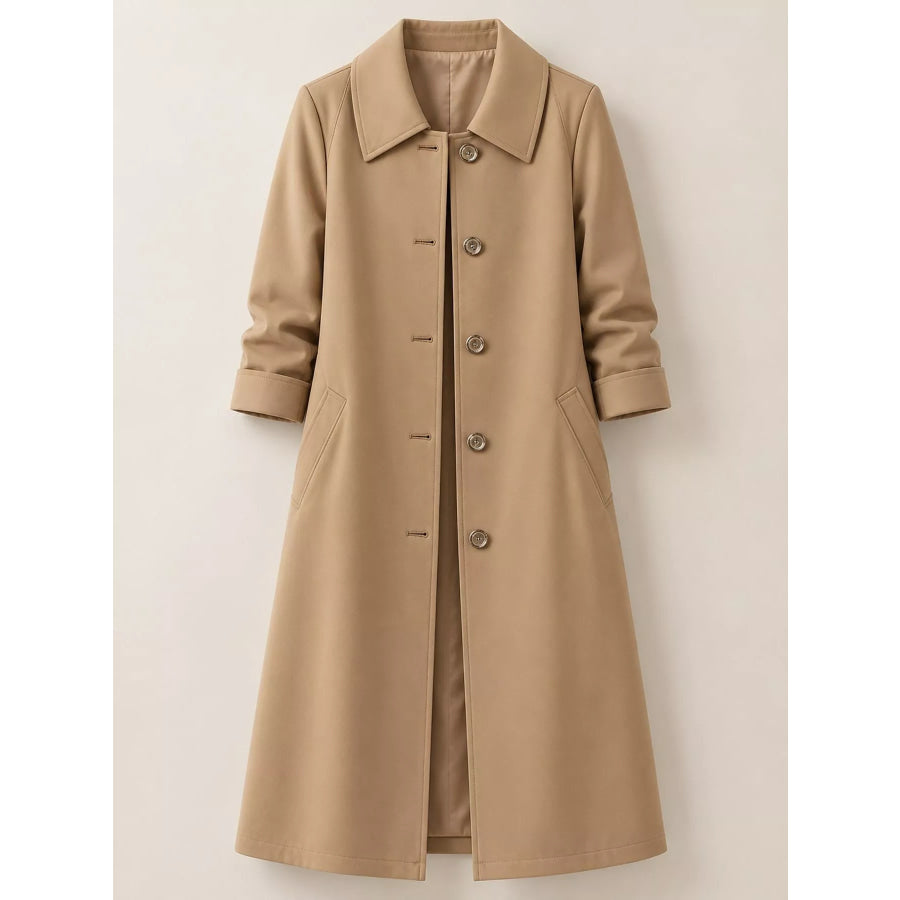 Plus Size Button Up Longline Coat Apparel and Accessories