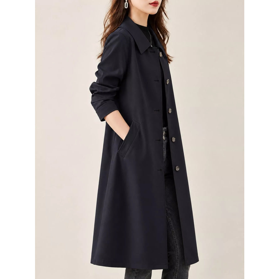 Plus Size Button Up Longline Coat Apparel and Accessories