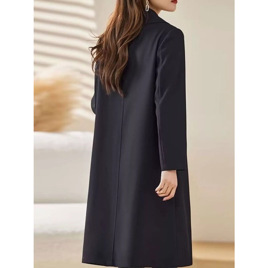 Plus Size Button Up Longline Coat Apparel and Accessories