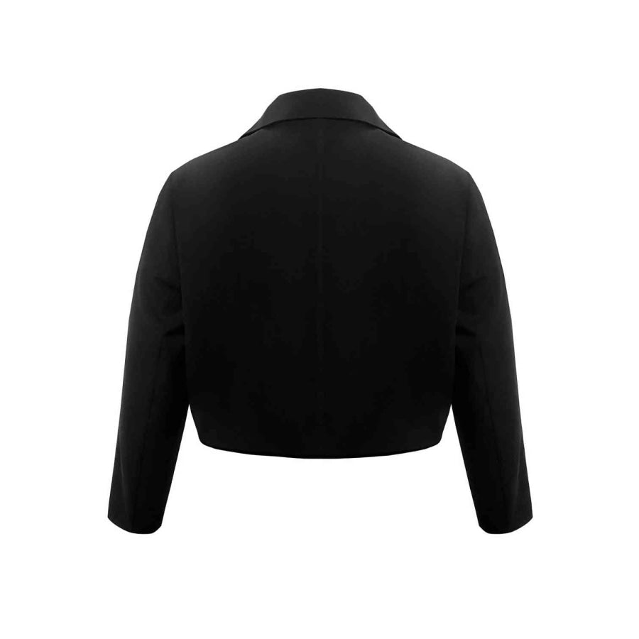 Plus Size Buttoned Lapel Collar Long Sleeve Blazer