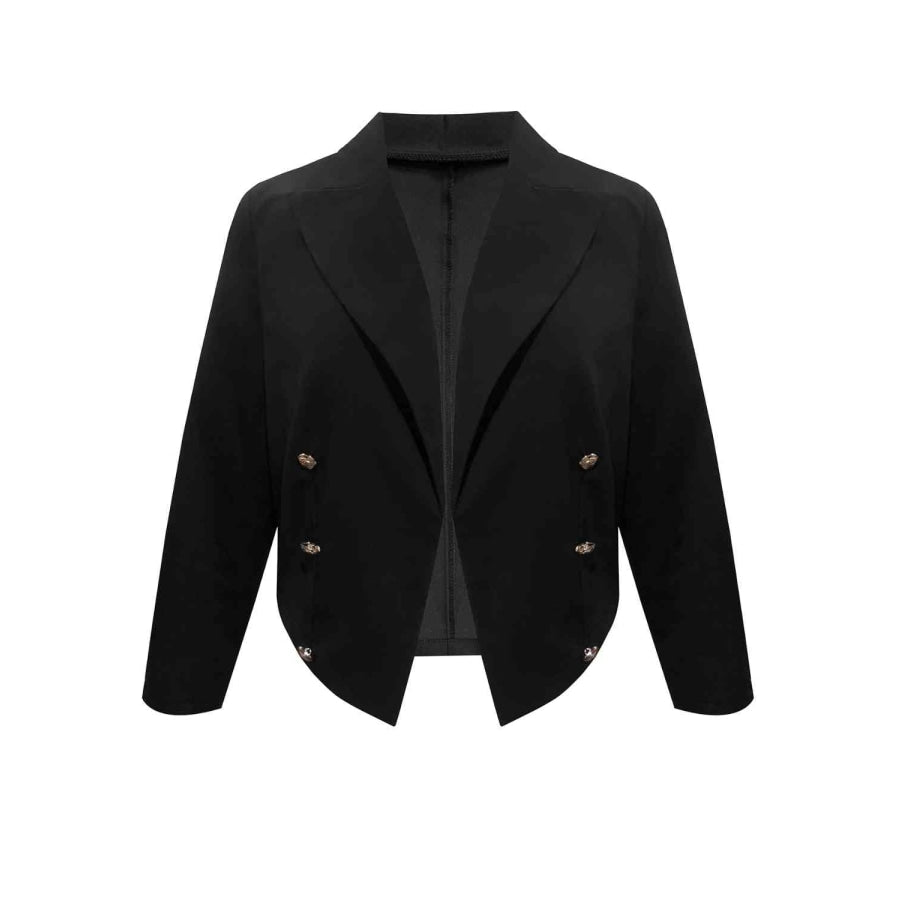 Plus Size Buttoned Lapel Collar Long Sleeve Blazer