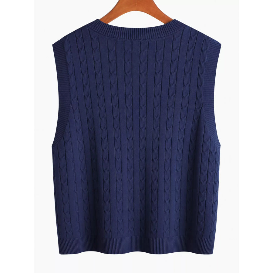 Plus Size Cable Knit Sweater Vest Apparel and Accessories