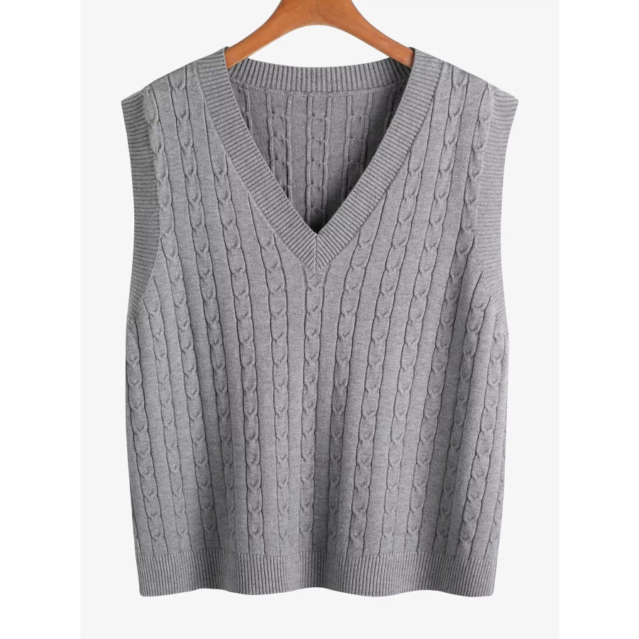 Plus Size Cable Knit Sweater Vest Apparel and Accessories